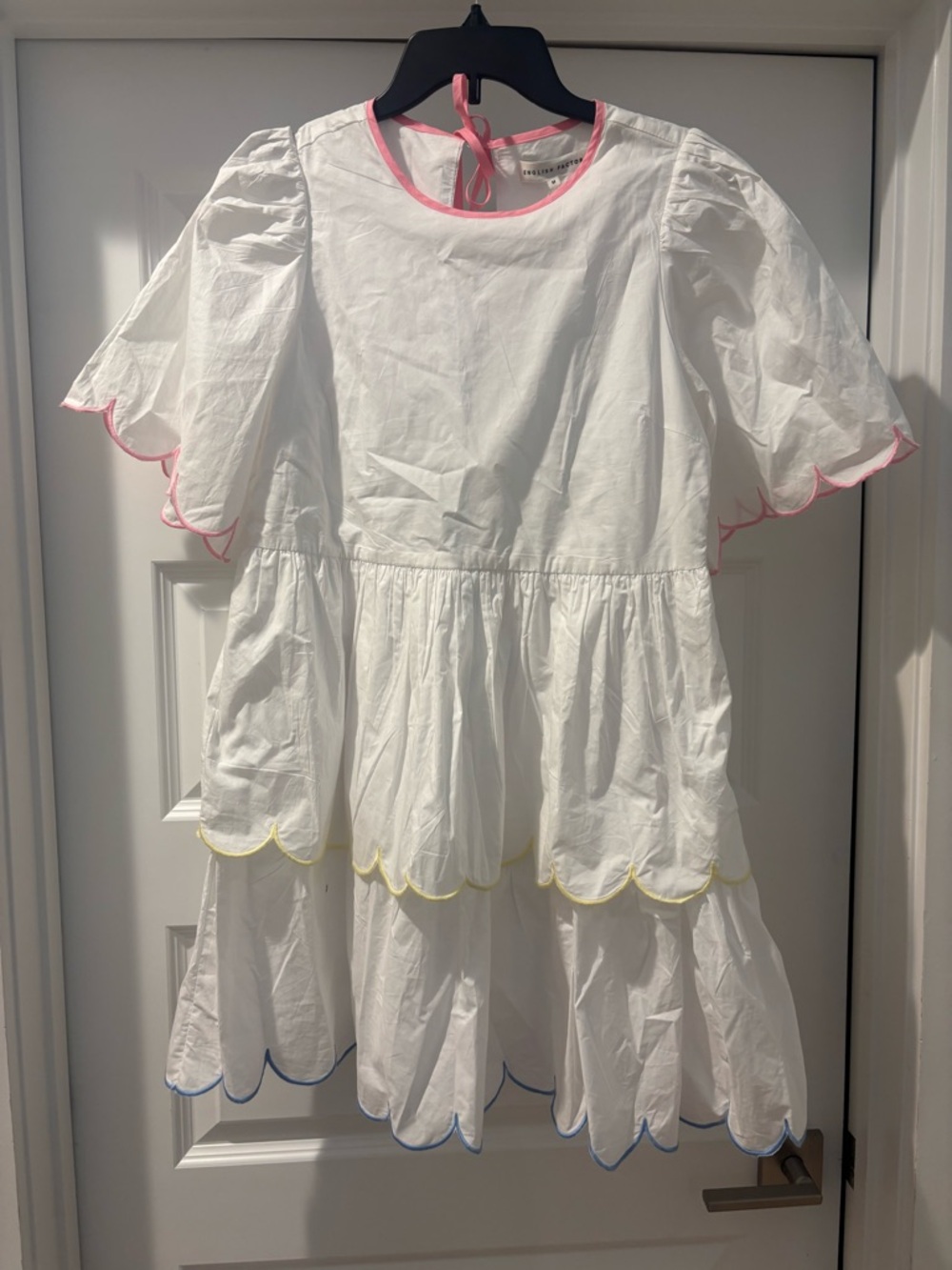English Factory White Tiered Scallop Hem Dress